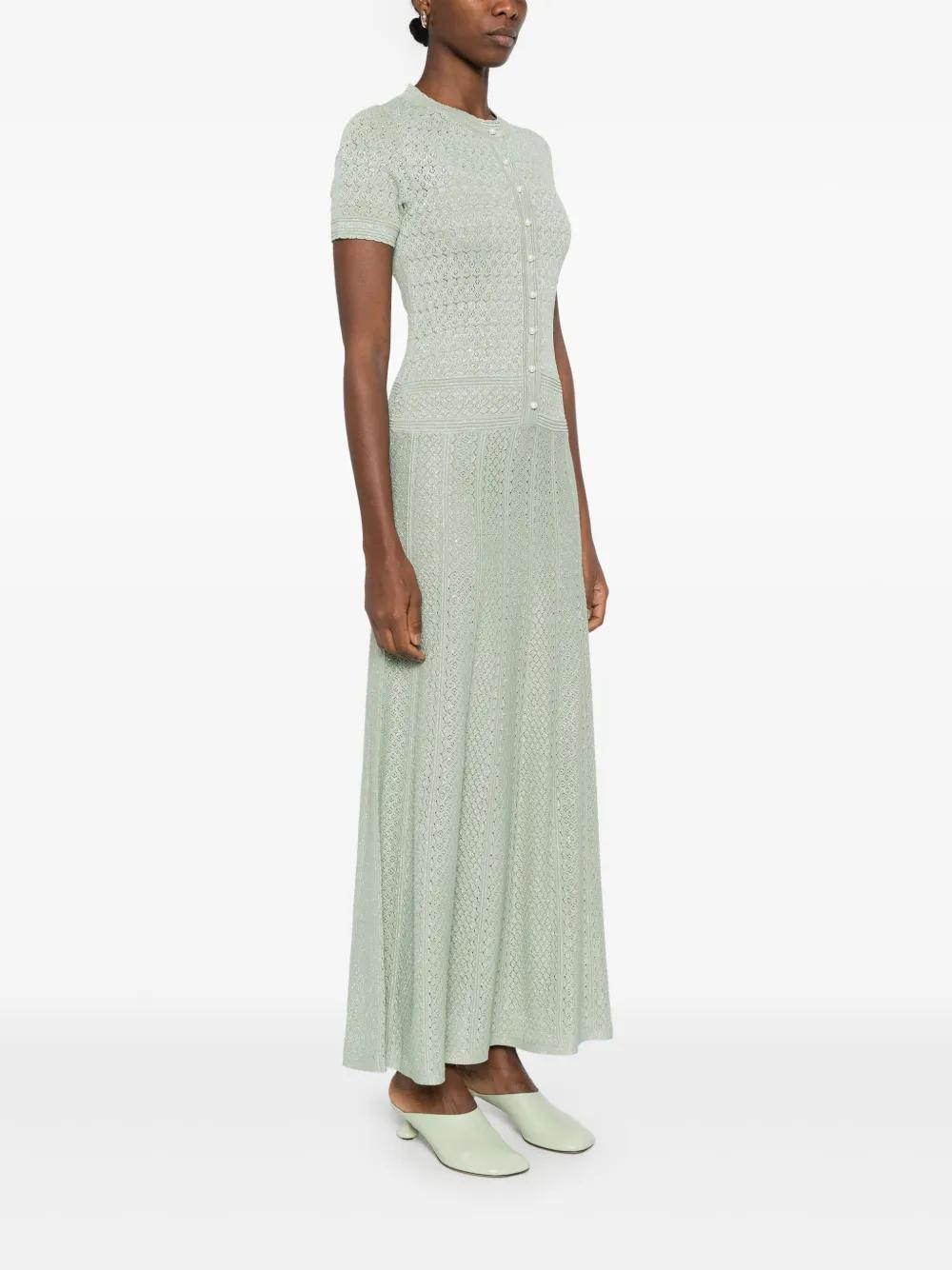 Sandro Open-Knit Maxi Dress in Green | Lyst
