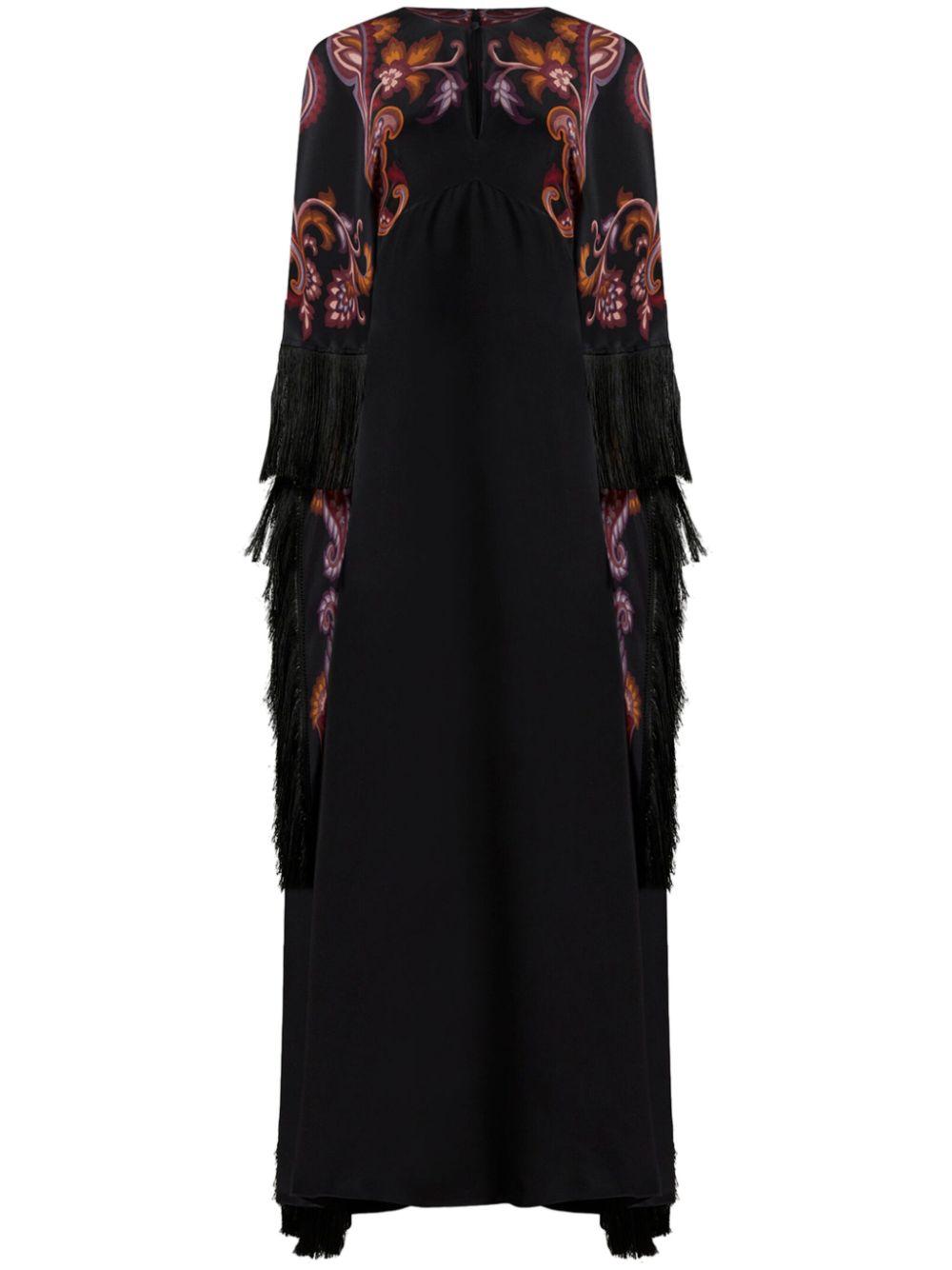 Etro レディース ブラック プリント シルクドレス ワンピース 