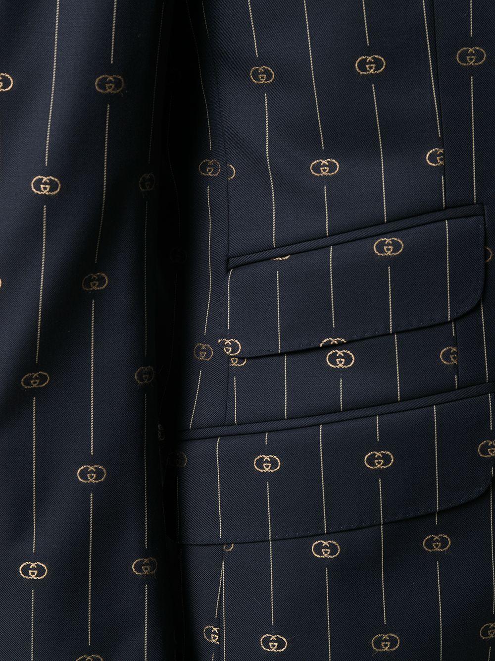 Gucci Embroidered GG Wool Suit in Blue for Men | Lyst