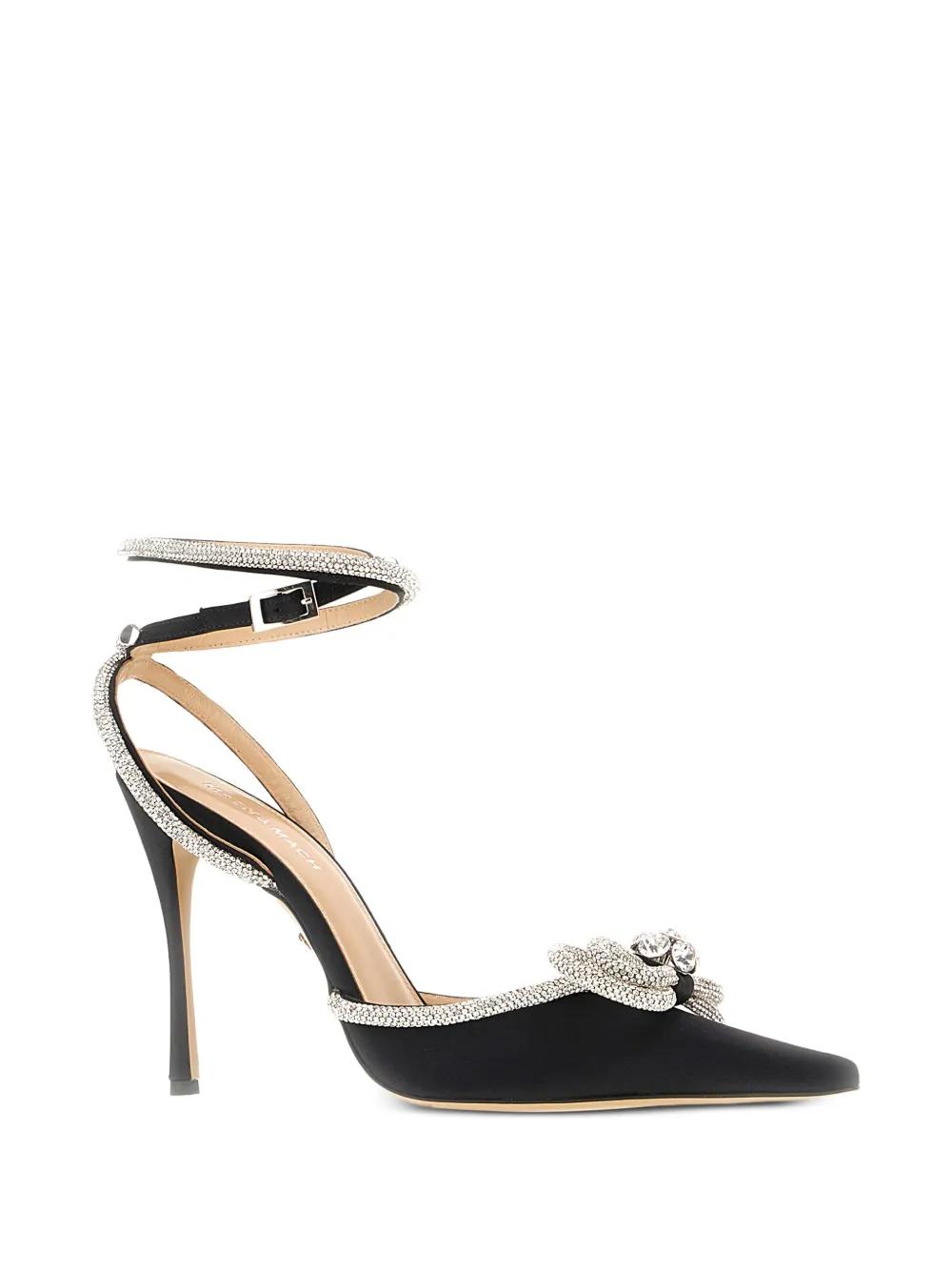 サンダル・ミュール MACH & MACH FW23 SCARPE CON TACCO (PF23S0002CRP600 BLACK) Sirene - Women's Black Satin Mules with Pearls with Open Toe