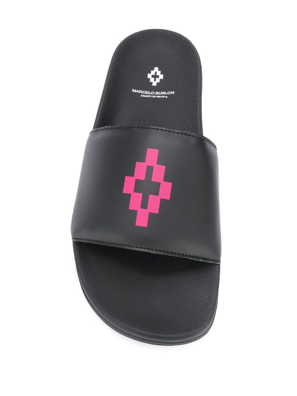 MARCELO BURLON Ciabatte Cross Uomo Nero lencicol Scarpe Scarpe e borse