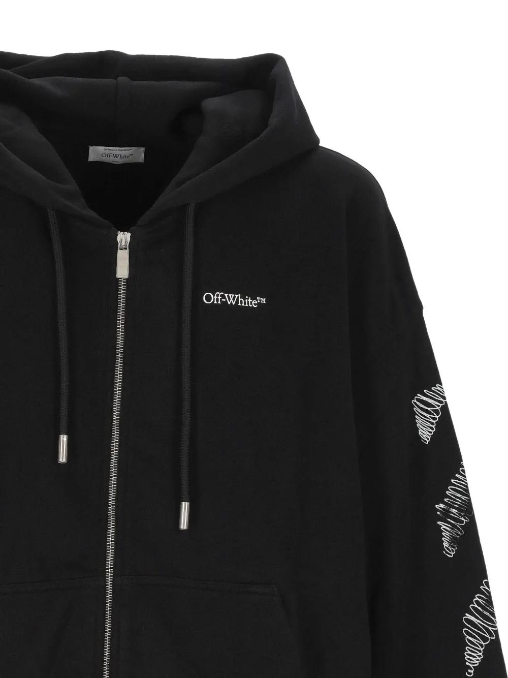 Off-White c/o Virgil Abloh Scribble-Print Zip-Up Hoodie in Black