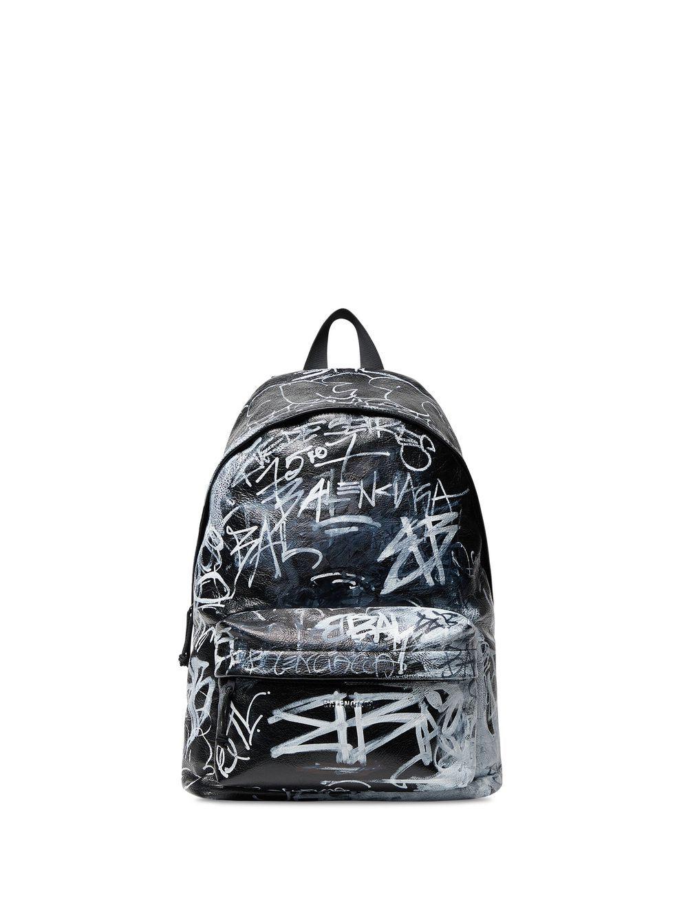 Balenciaga Explorer Graffitiprint Leather Backpack in Blue for Men Lyst