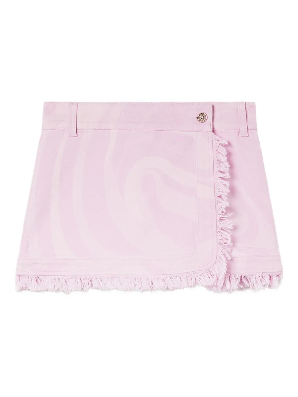 Ruffle Hem Light Pink Distressed Denim Skirt FWJSDPZ Women Summer