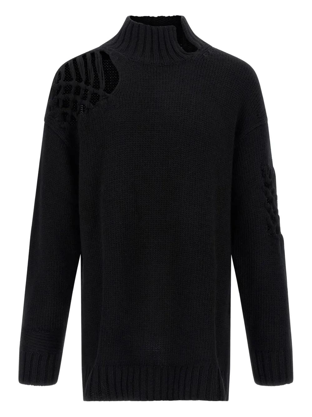 トップス Yohji Yamamoto Pour Homme Cable Knit Yohji Yamamoto cable-knit Sweater | Black | FARFETCH