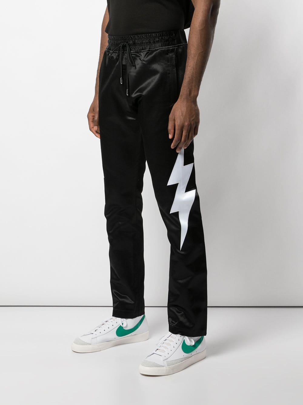 Just Don Lightning Bolt Track Trousers in Black for Men | Lyst