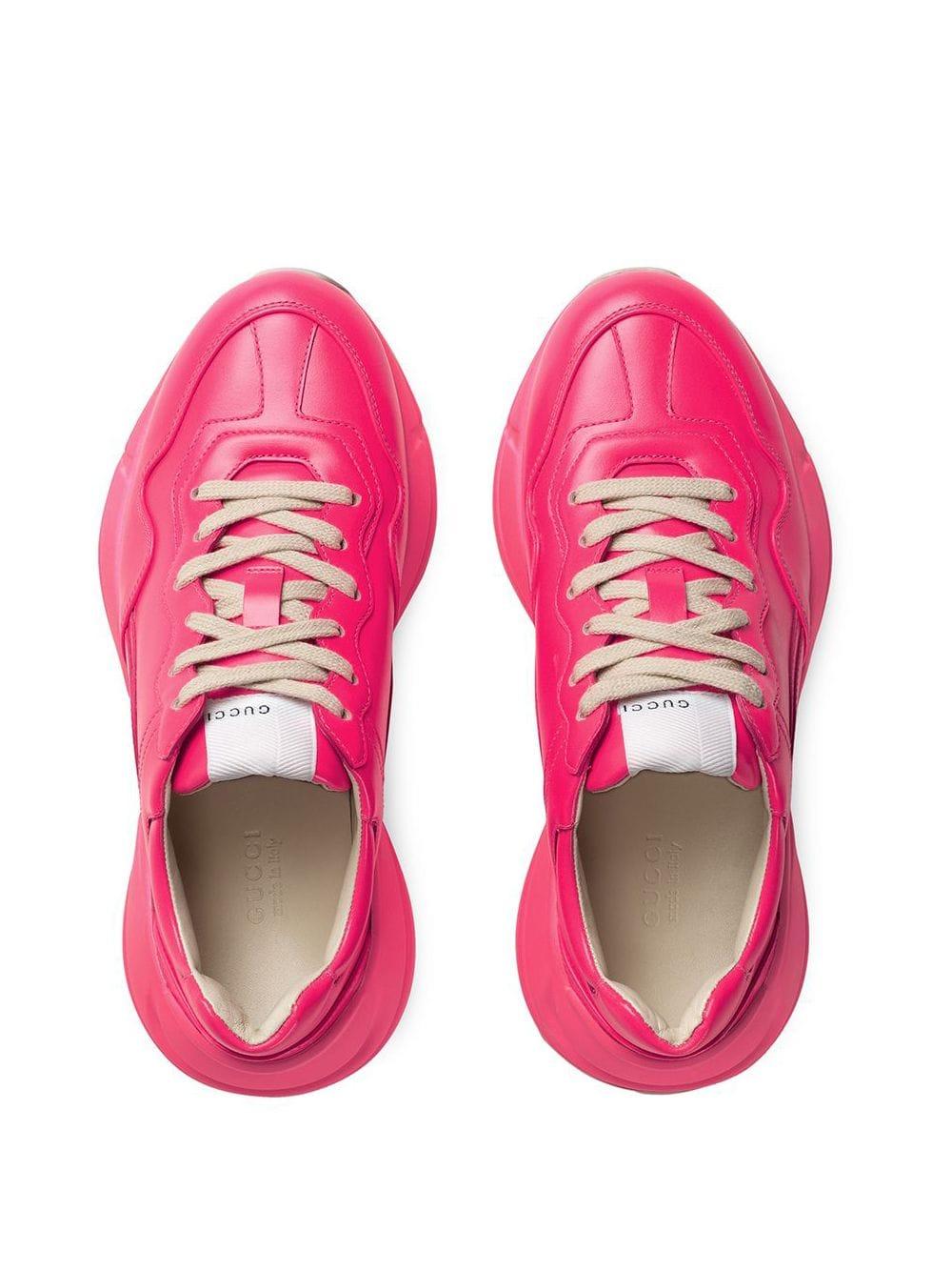 Gucci Rhyton Fluorescent Leather Sneaker in Pink | Lyst