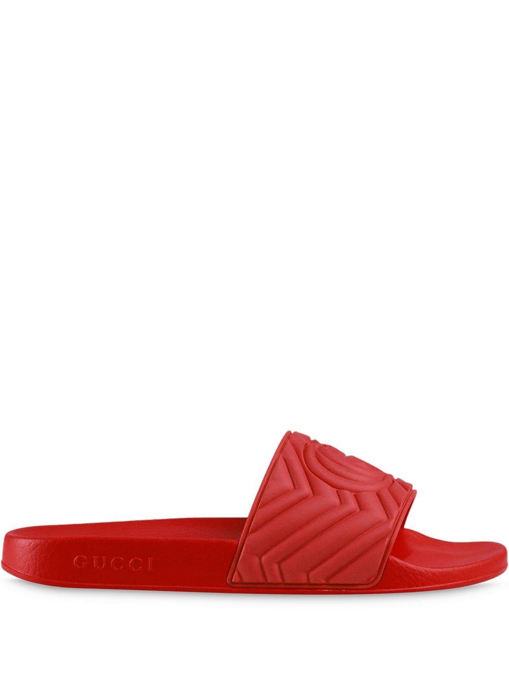 coral gucci slides