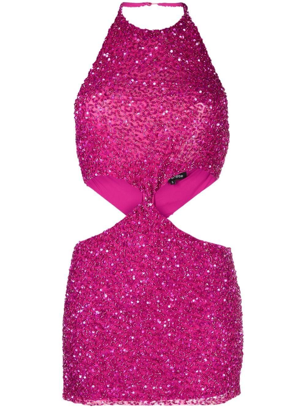 retroféte Kyra Sequined Cut-out Minidress in Pink | Lyst