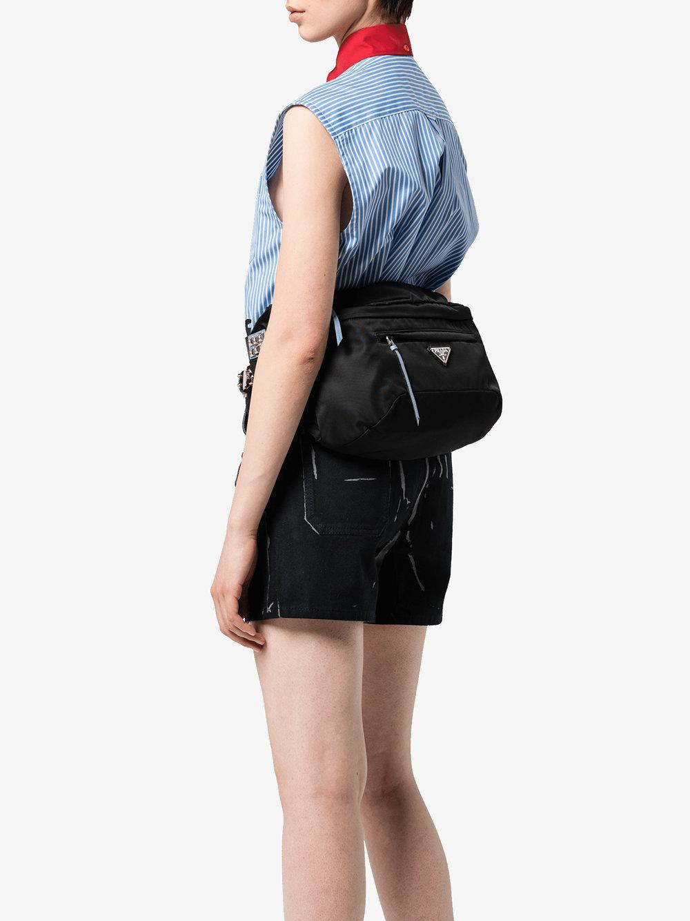 prada logo plaque belt bag