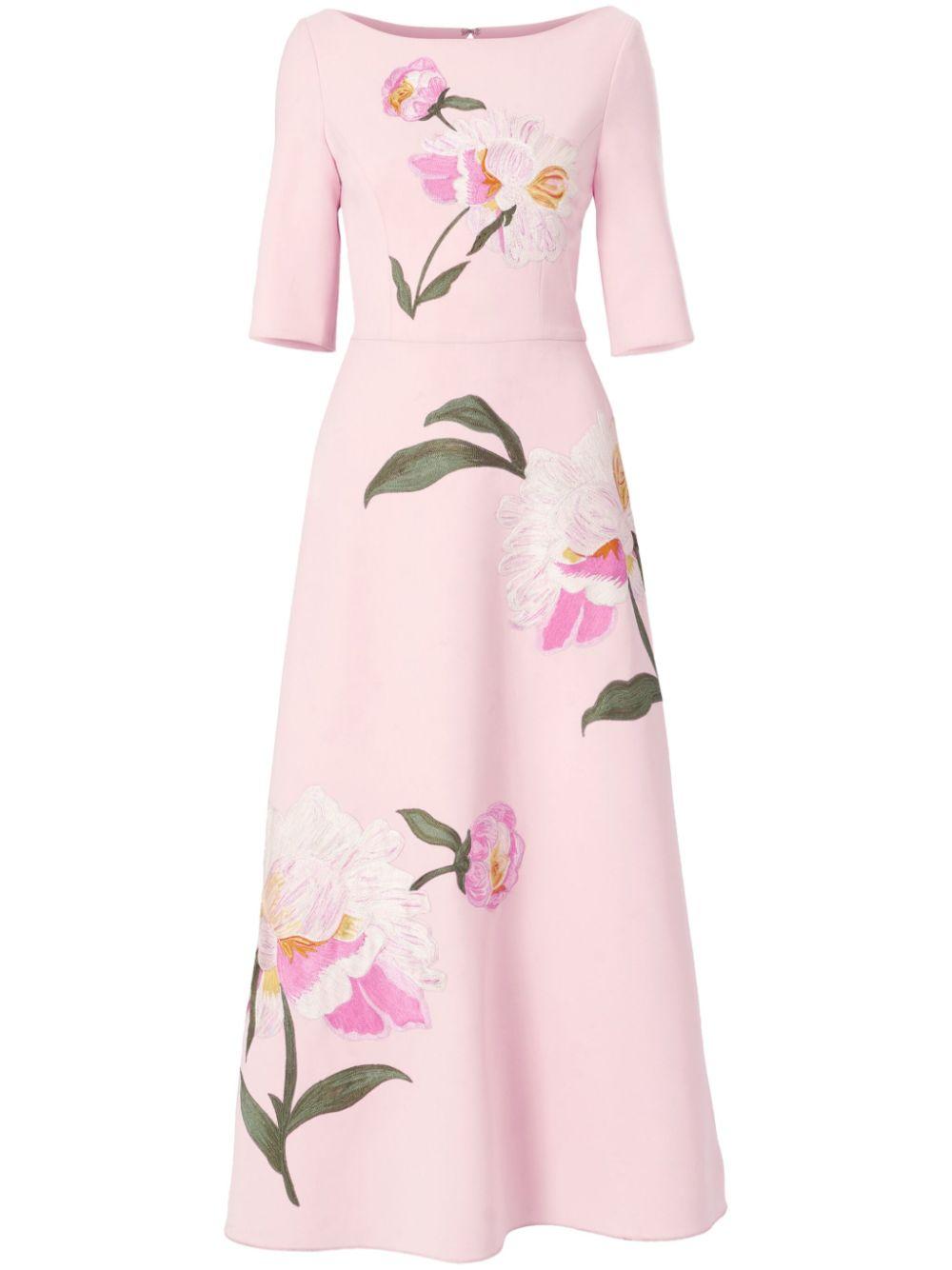 Carolina Herrera レディース ピンク フローラル マキシドレス ワンピース