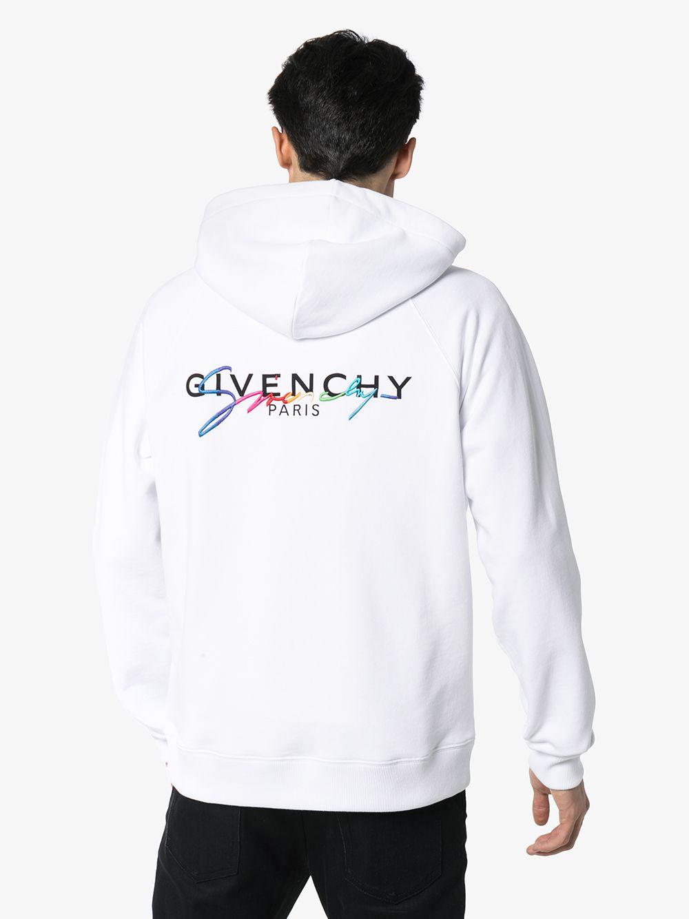 Givenchy Rainbow Logo-print Zipped Hoodie in White for Men | Lyst