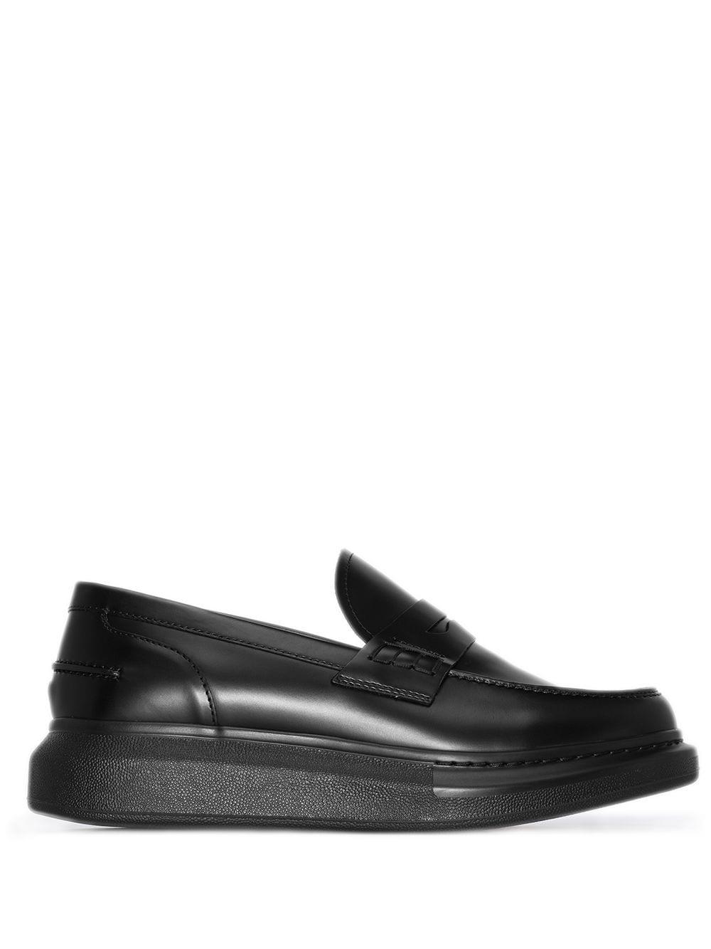 Alexander McQueen Leather Platform Loafers in Black - Lyst