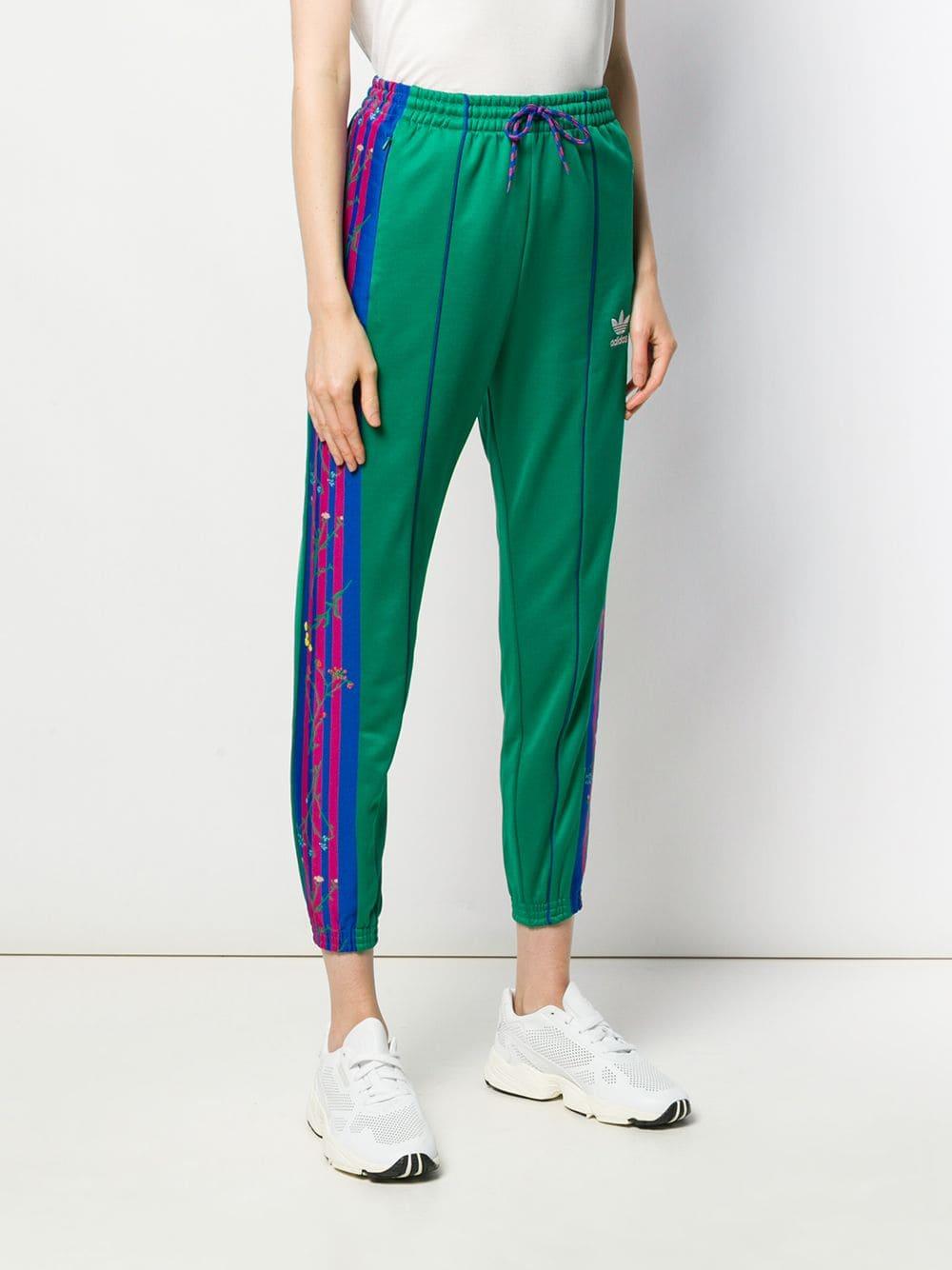 adidas Cotton Floral Track Pants in Green | Lyst