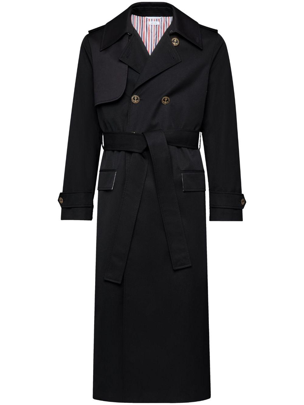 Thom Browne メンズ ブラック トレンチコート コート