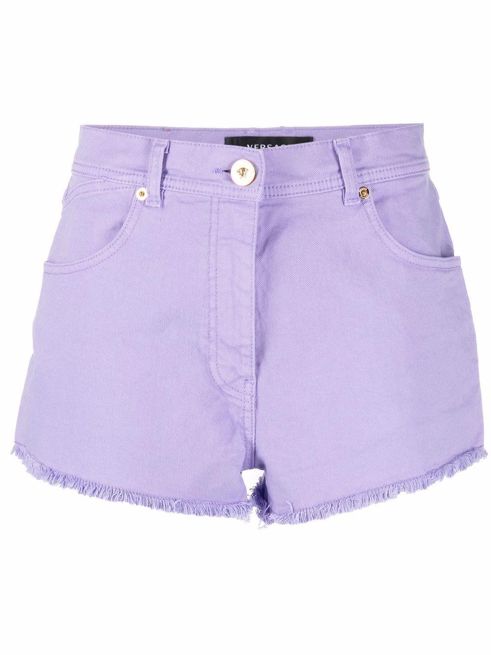 Versace Logo Patch Denim Shorts in Purple (Blue) - Save 35% | Lyst