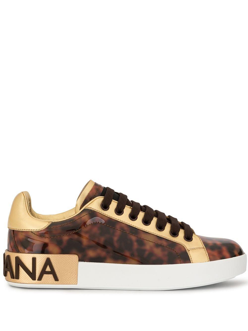 Dolce & Gabbana Leather Tortoiseshell Low-top Sneakers in Brown - Lyst