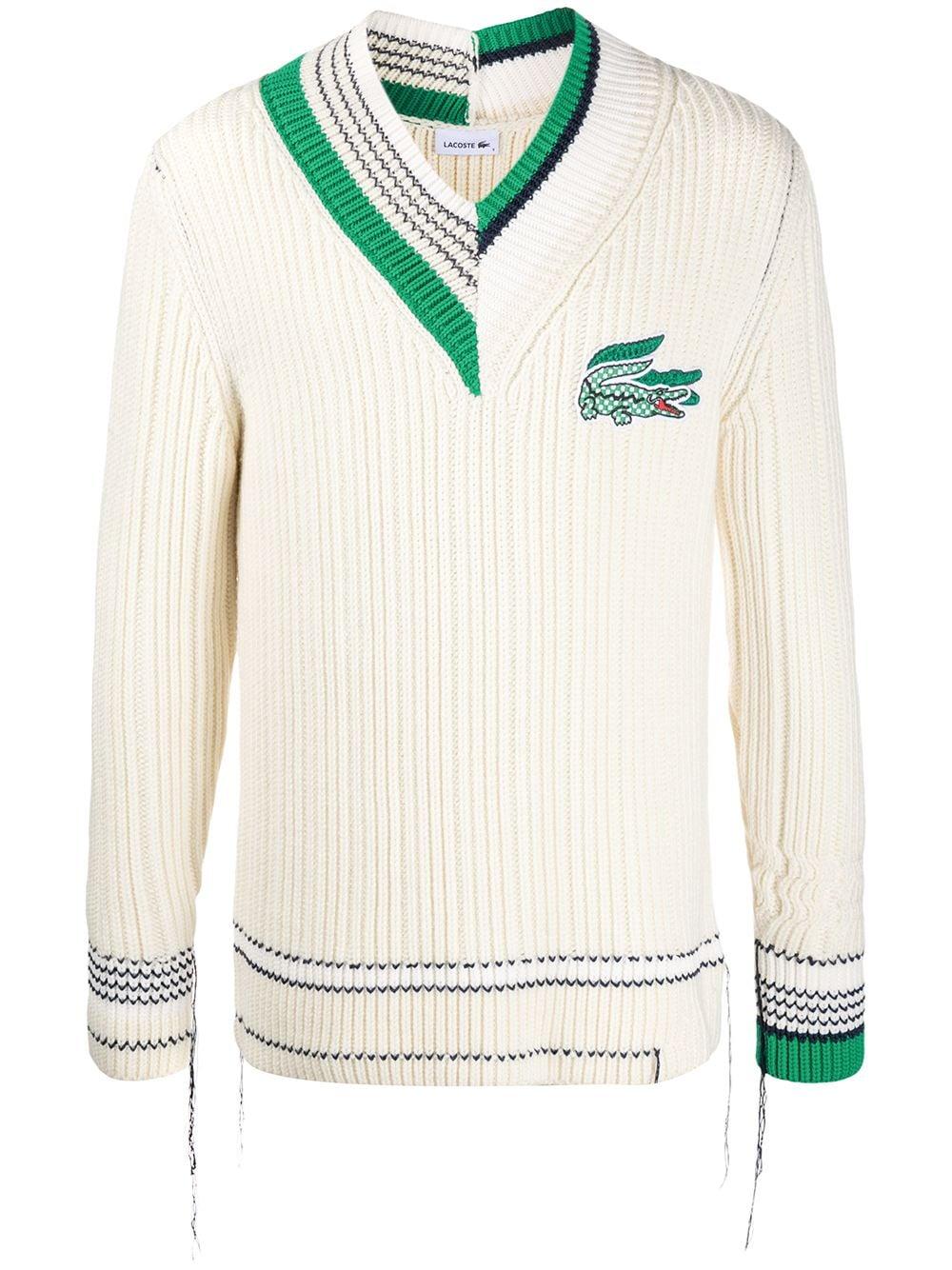 Lacoste Hybrid-knit Cricket Jumper in White | Lyst