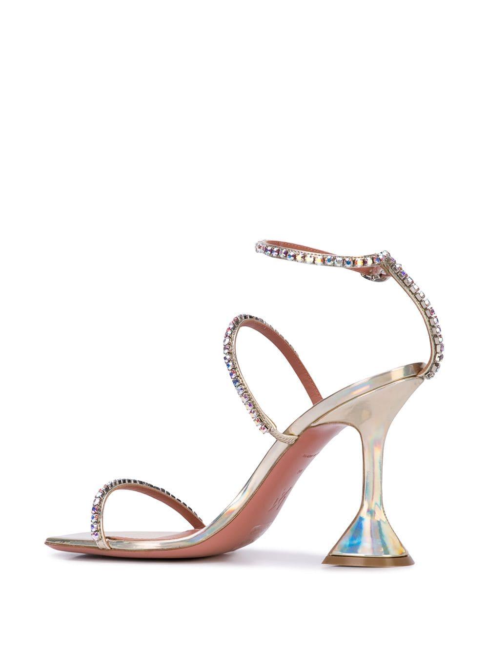 amina muaddi gold sandals