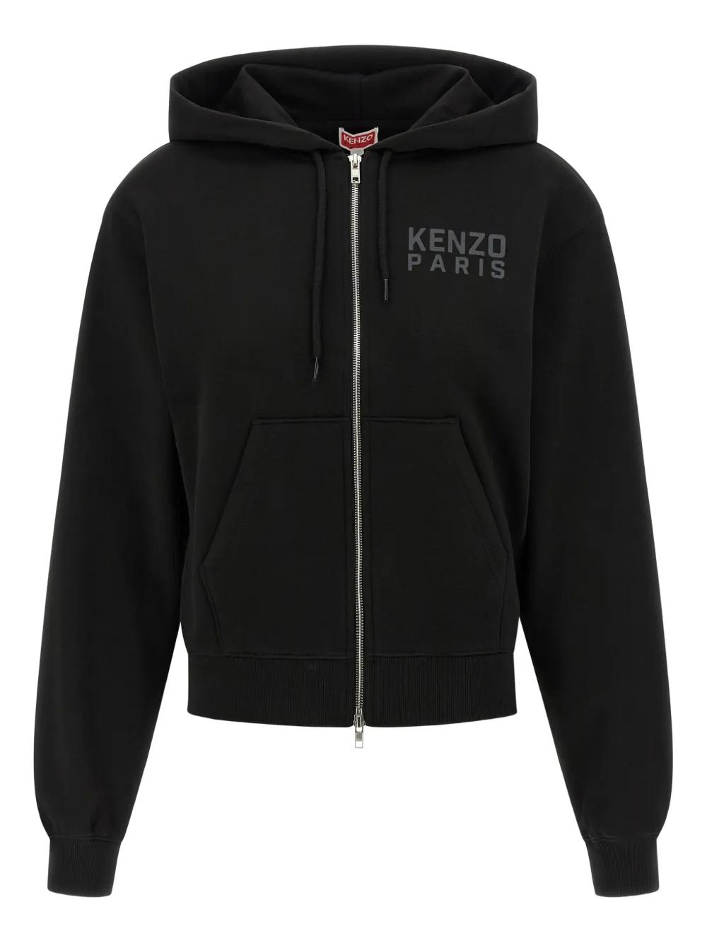 【送料&関税込】Kenzo Zip-up Hoodie Sweater Black Kenzo Paris Pop Embroidered Zipped Hoodie by Kenzo on Sale