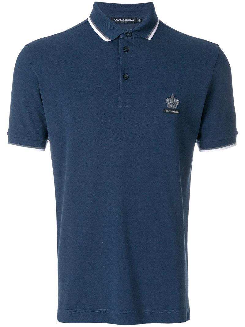 Dolce & Gabbana Crown Logo Polo Shirt in Blue for Men | Lyst