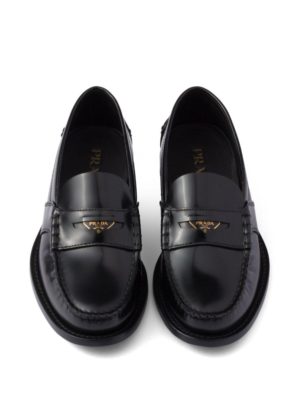 Prada Brushed Leather Loafers in Black Lyst UK