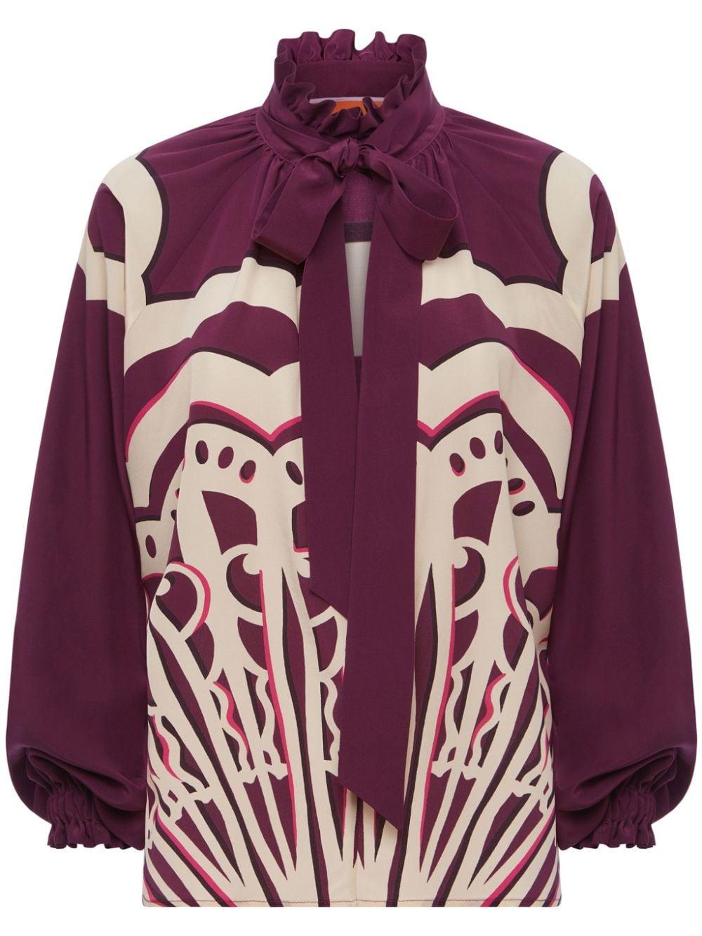 La DoubleJ Cerere floral-print silk blouse - Neutrals
