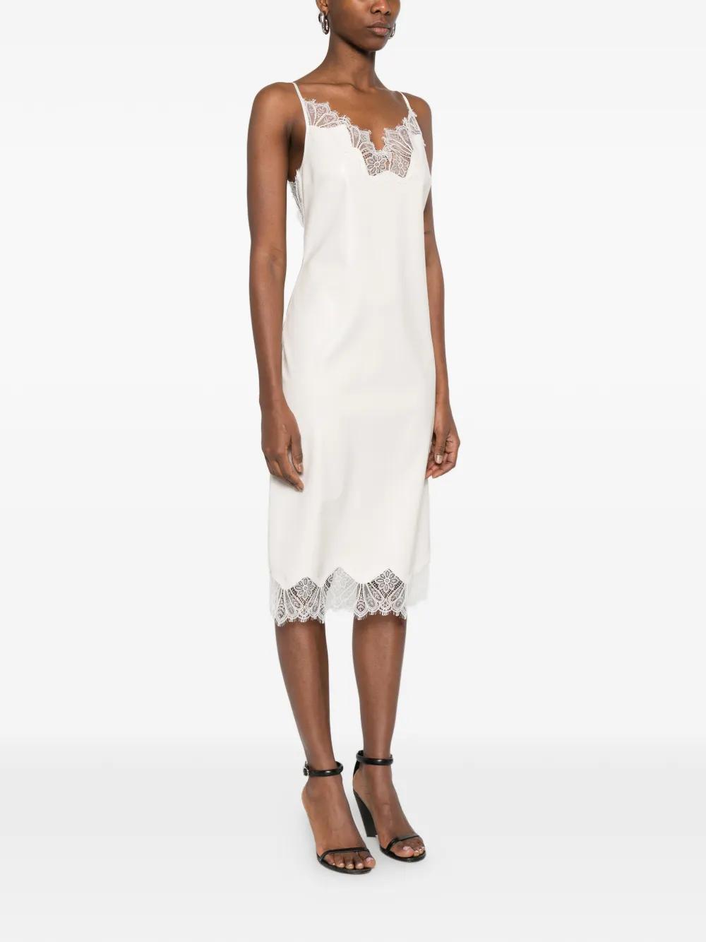 Coperni Lace-Trim Midi Dress in White | Lyst Coperni Lace-Trim Midi Dress in White | Lyst
