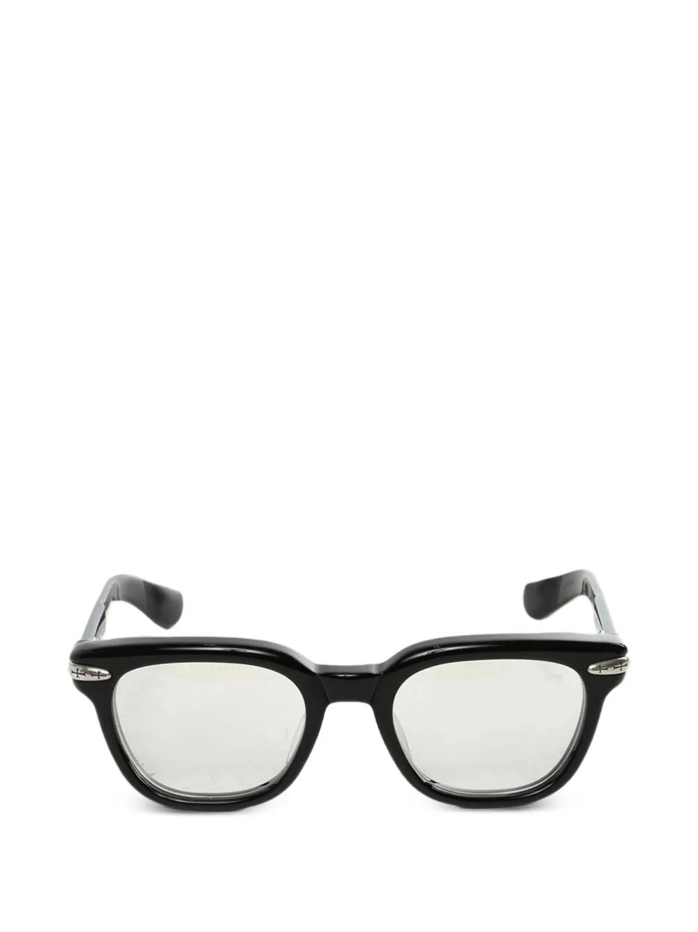 Lunettes De Soleil Chrome Hearts Skysaw III Occasion : Monture ébène Métal, Style Ovale, état Correct Avec Légères Rayures