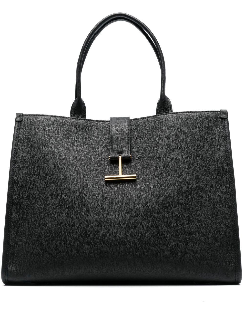 Tom Ford Tara Leather Tote Bag in Black | Lyst