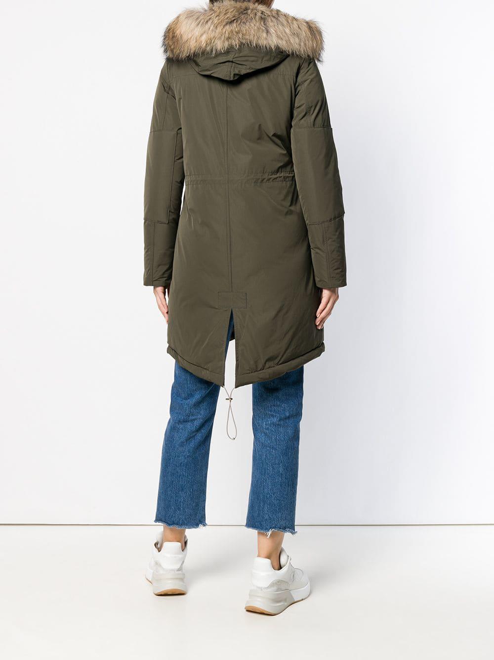 Woolrich Fur Military Parka Coat in Green - Lyst