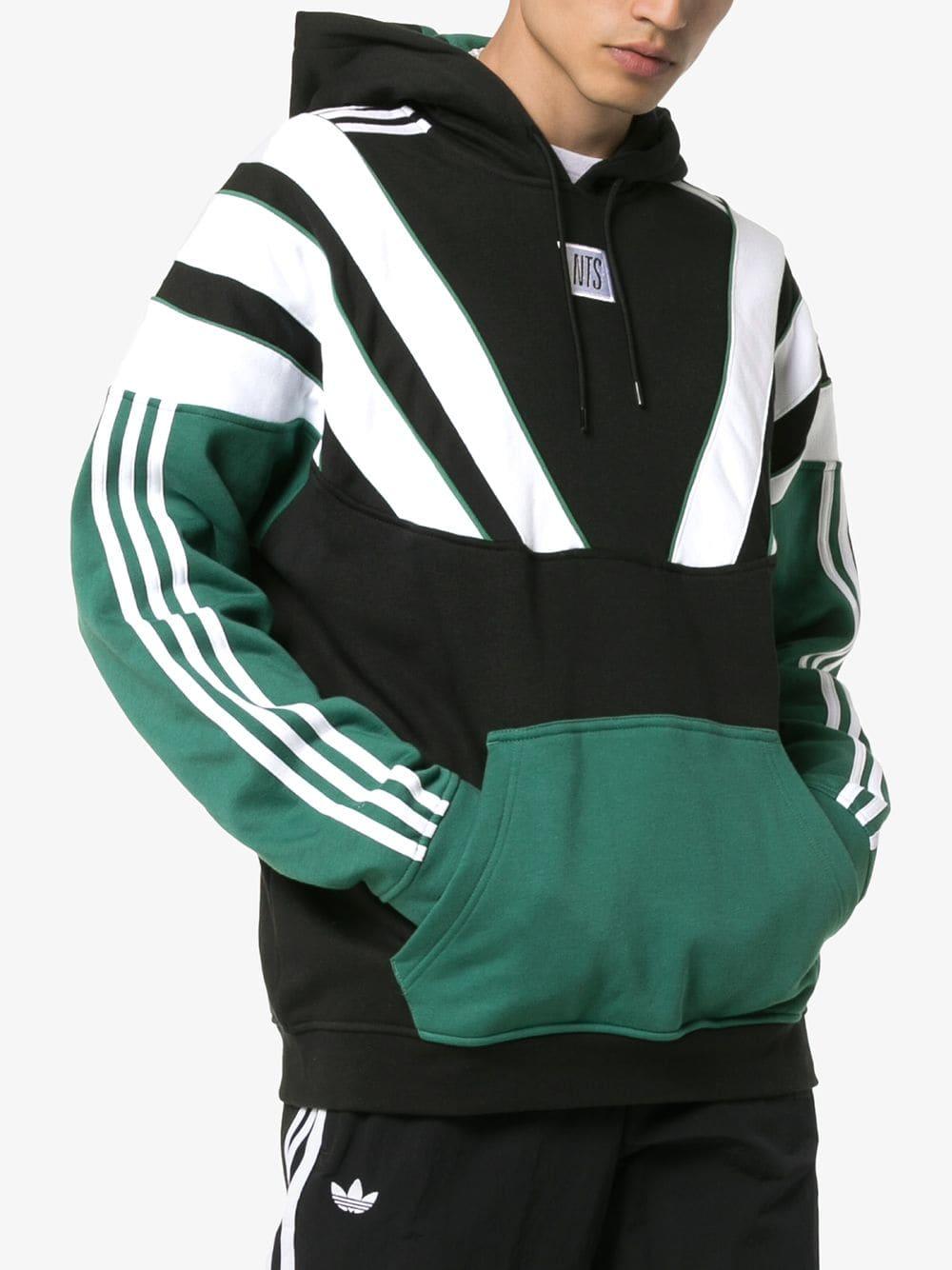 adidas Cotton X Nts Radio Original Striped Hoodie in Green for Men | Lyst