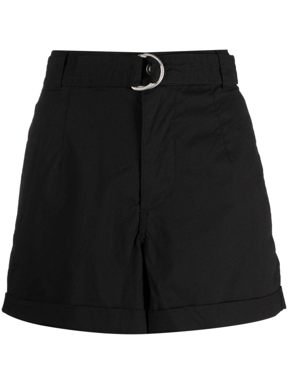 DKNY Belted Cotton Mini Shorts in Black Lyst