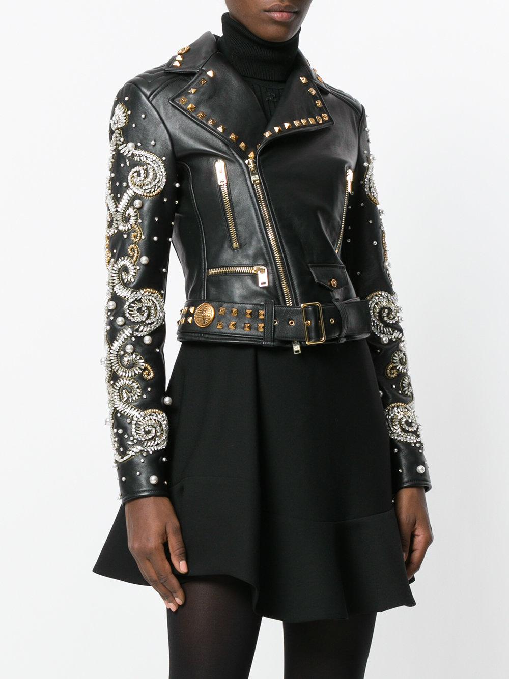 embellished biker jacket