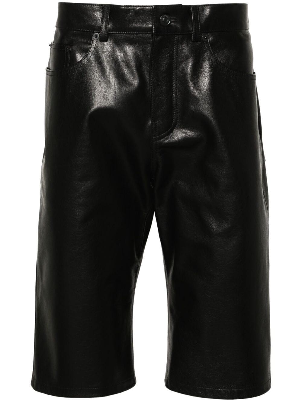 Balenciaga Kneelength Leather Shorts in Black for Men Lyst