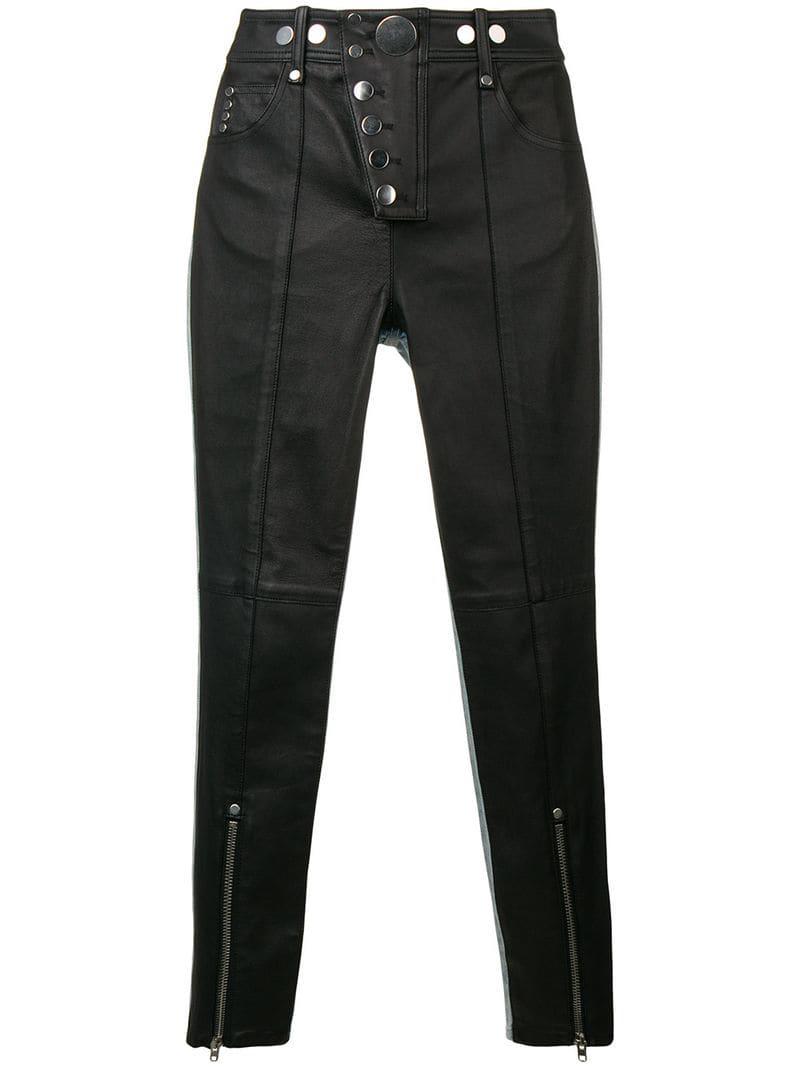 Alexander Wang Skinny Leather Denim Trousers in Black | Lyst