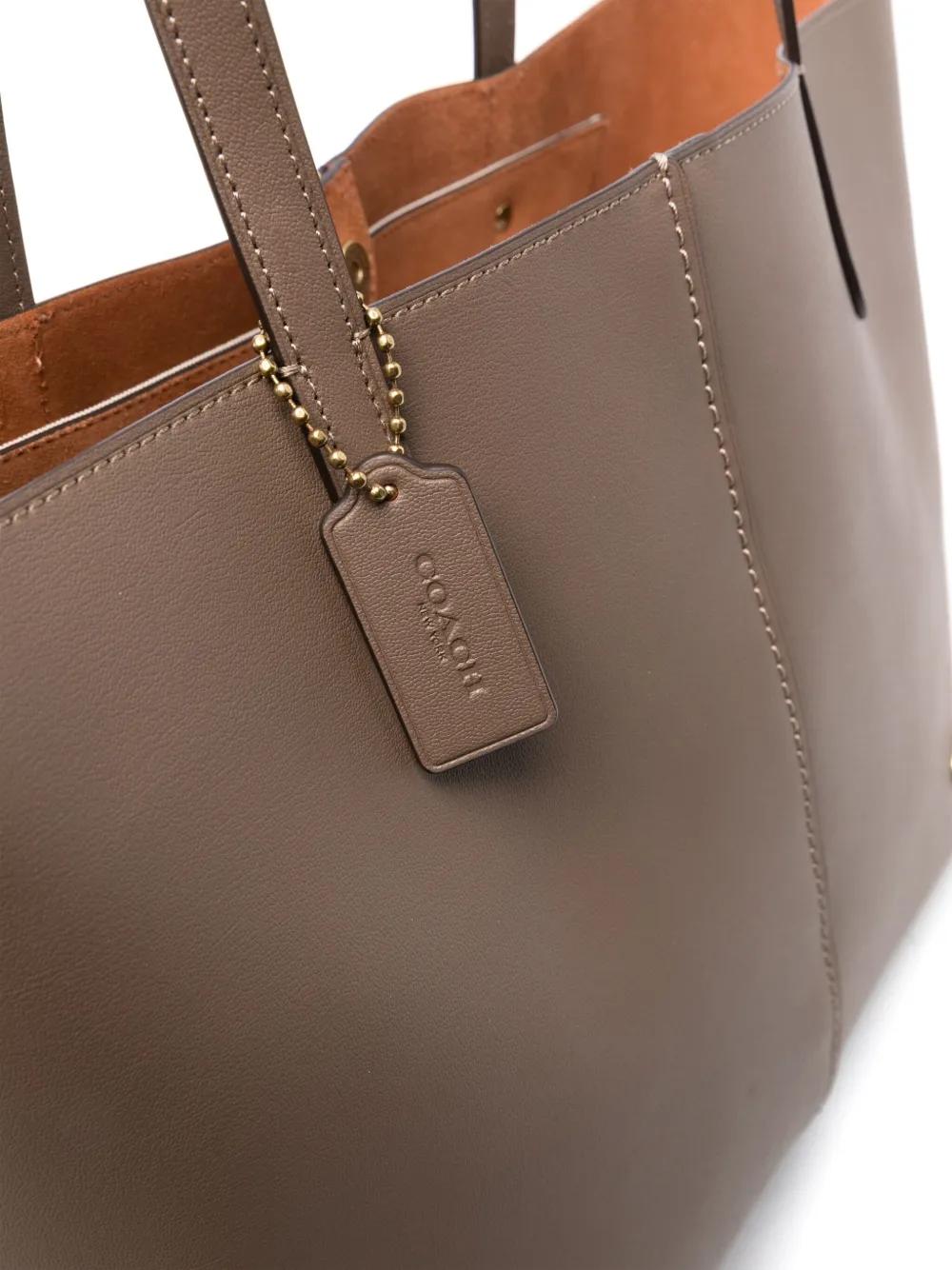 COACH Logo-Charm Tote Bag in Brown | Lyst