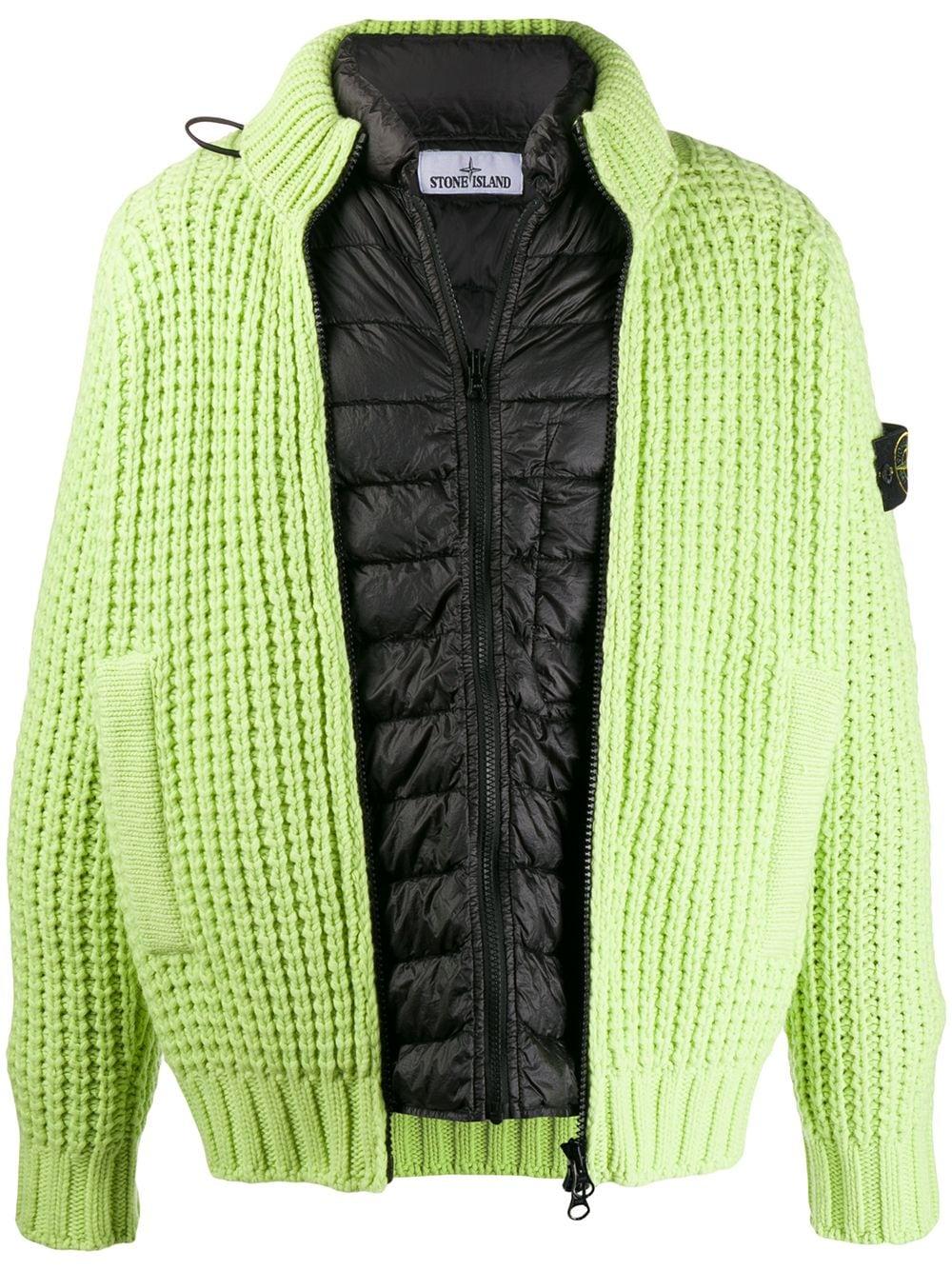 stone island wool zip cardigan