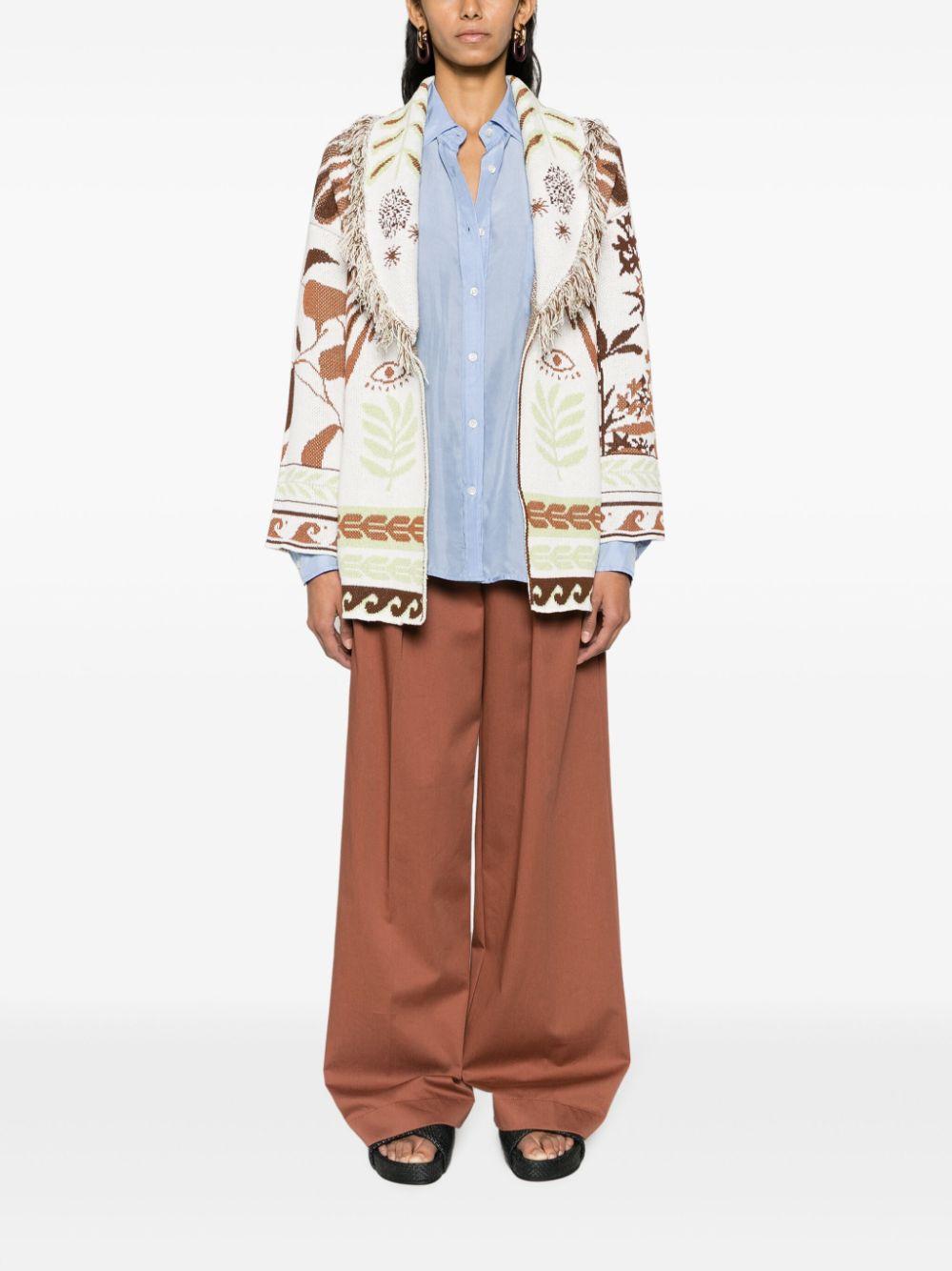 Forte Forte Patterned-Jacquard Chunky-Knit Cardi-Coat in Natural