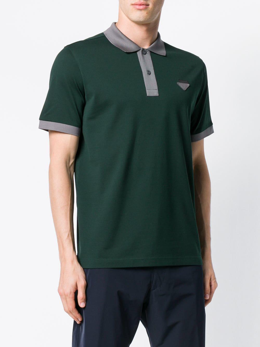 Prada Logo Polo Shirt in Green for Men - Lyst