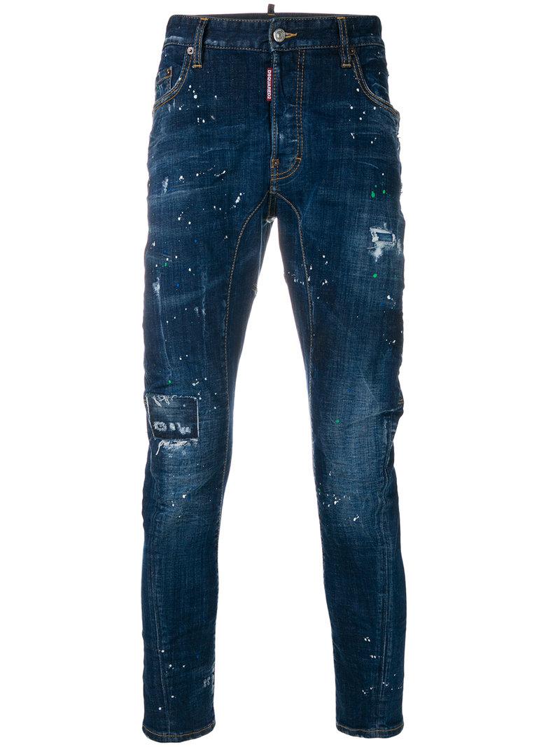DSquared² Denim Slim Fit Paint Splatter 