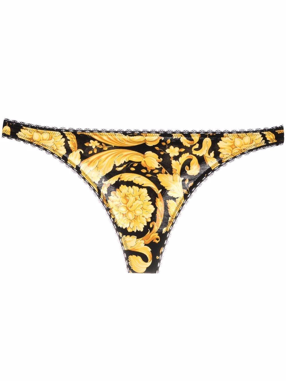 Versace String Met Barokprint in het Zwart - Lyst