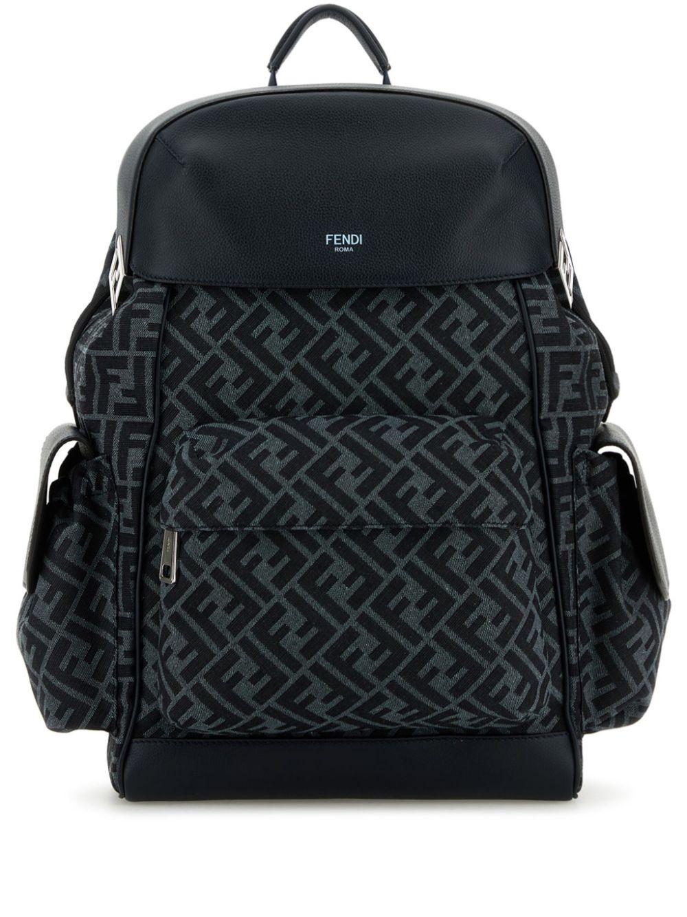 Fendi メンズ ブラック モノグラム バックパック バックパック/リュック