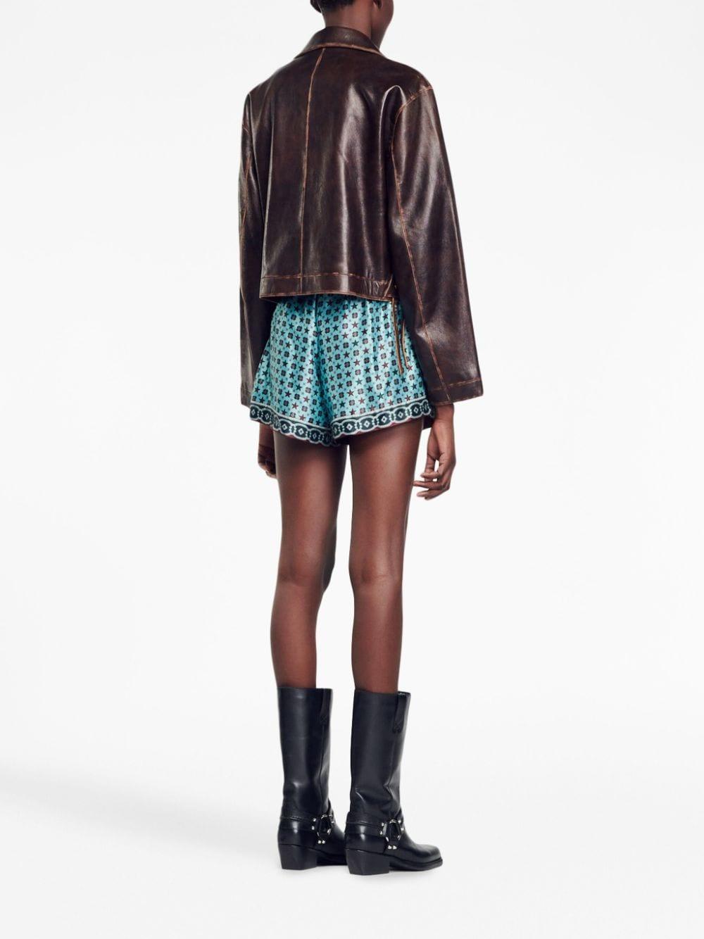 【海外限定】Sandroレザージャケット☆Jude faded-effect lace-u Sandro Womens Bruns Jude Faded-effect Lace-up Leather Jacket