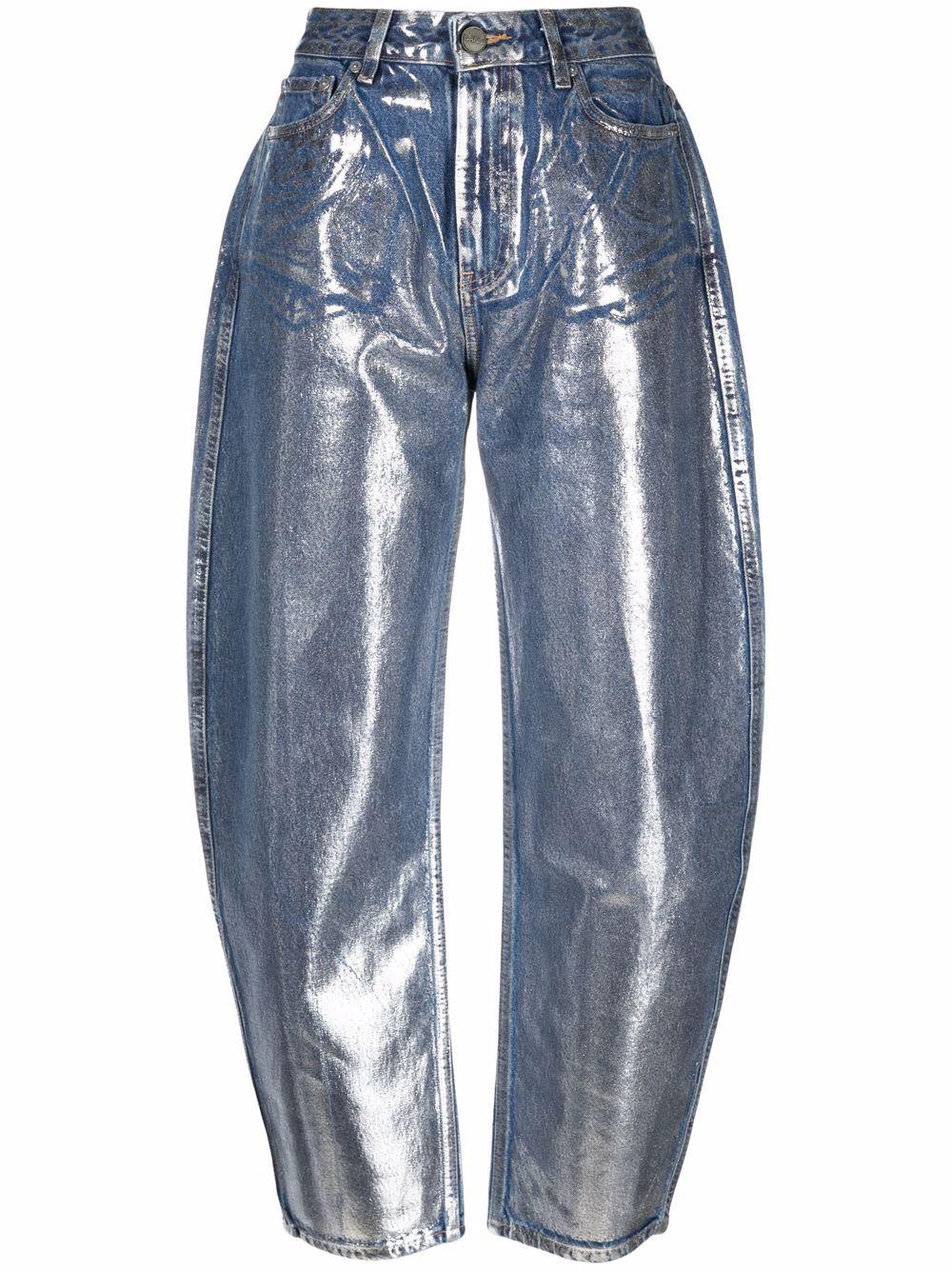 Ganni Stary Metallic Denim Jeans | Lyst