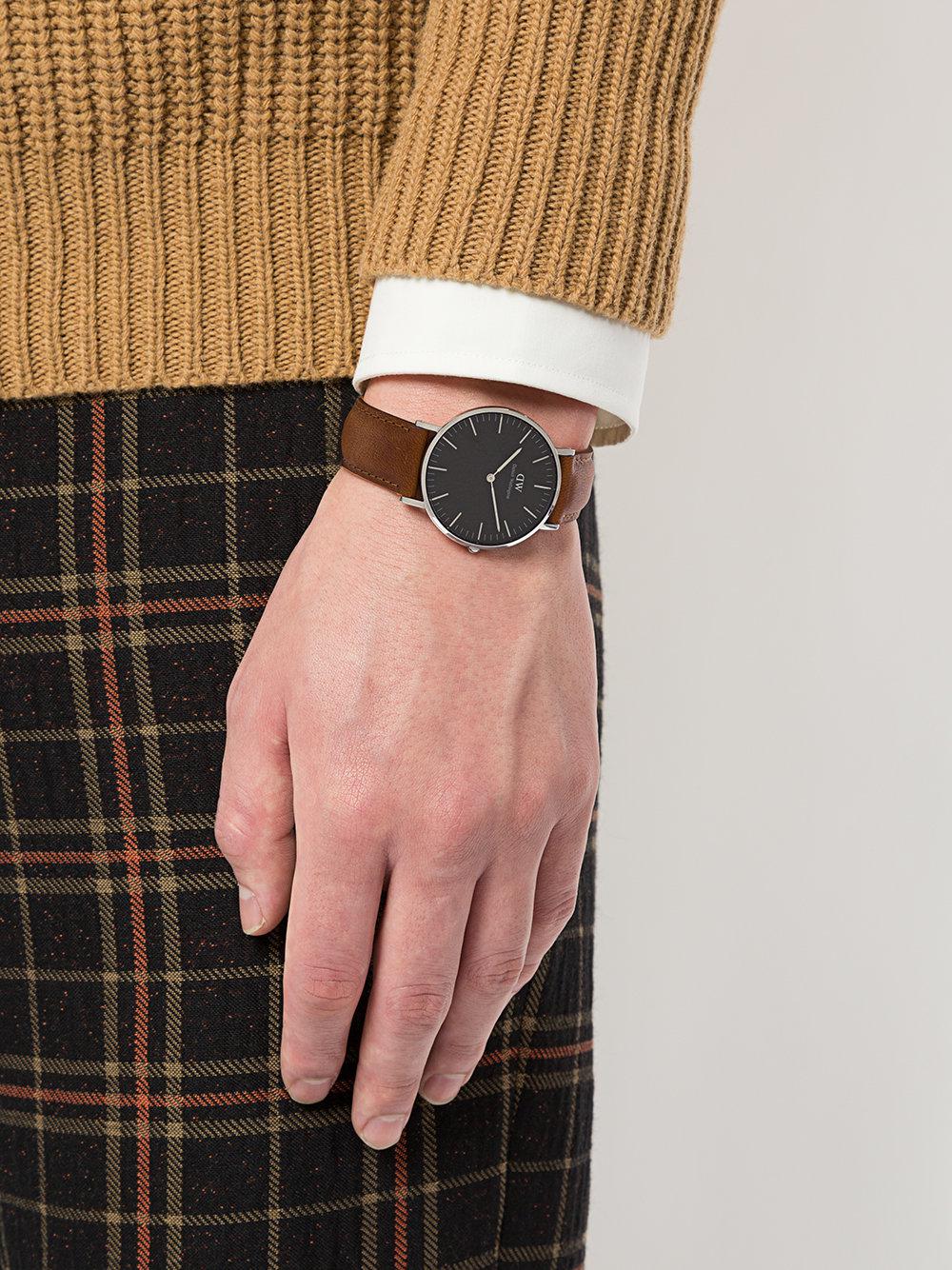 Daniel Wellington Leather Classic Black Durham Watch in Brown - Lyst