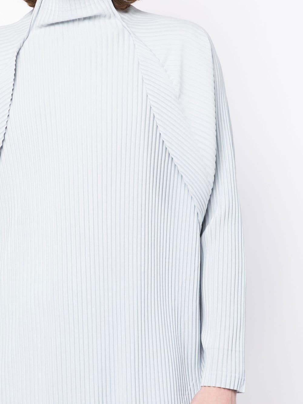 Homme Plissé Issey Miyake Vase Pleated High-neck Top in White for