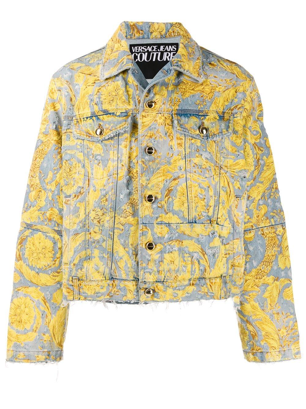 Versace Jeans Couture Baroque Print Denim Jacket in Blue for Men - Lyst