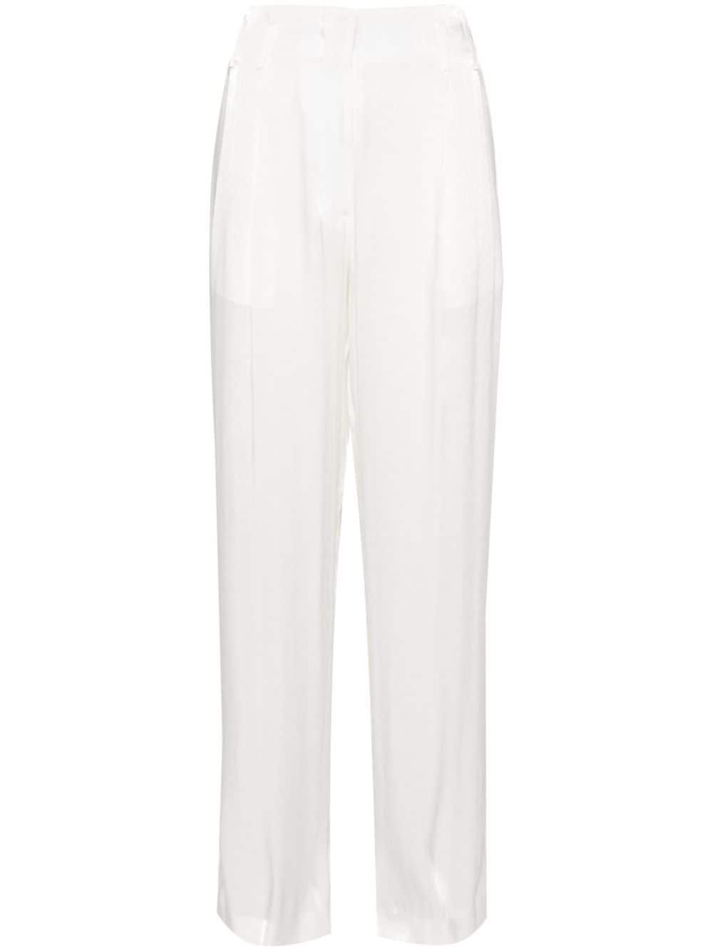 Genny Wide-leg Satin Trousers in White