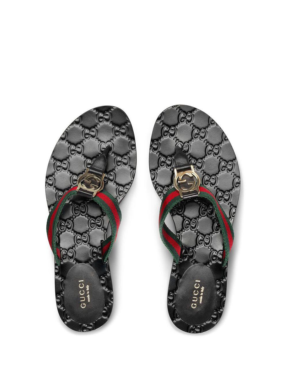 Sandalias con detalle Web Gucci de Tejido sintético de color Negro | Lyst